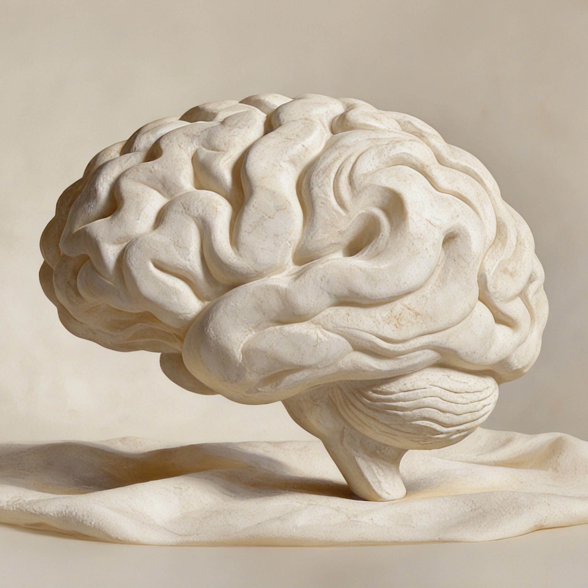 A marble sculpture of a brain
